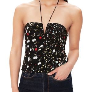 AFRM Suki Plunging Floral Print Halter Top Size Large